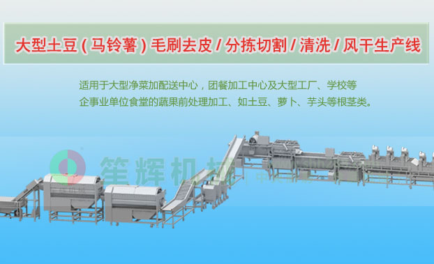 屏南连续式土豆去皮清洗切割风干生产线